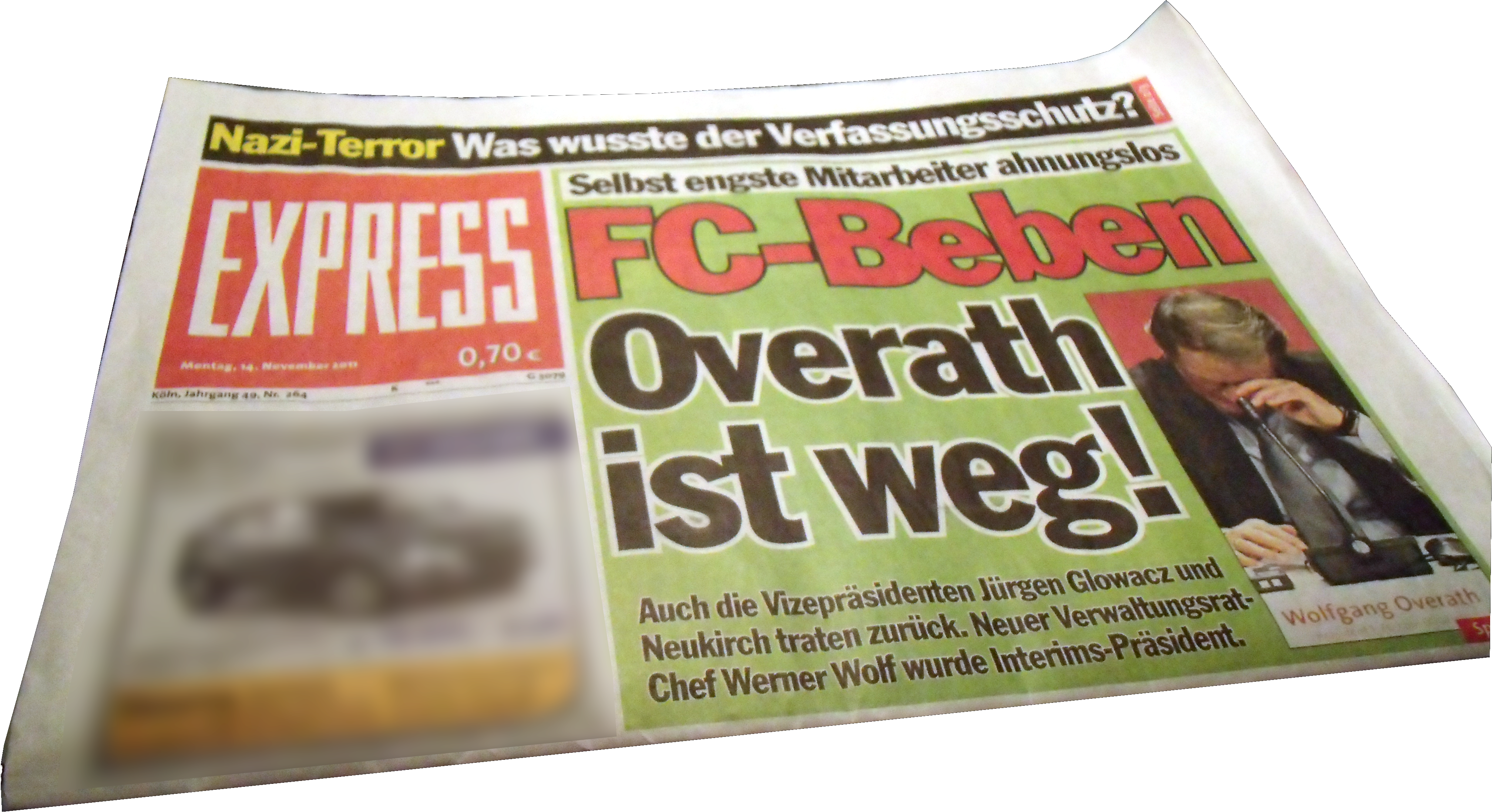 Titelbild des Kölner Express, 14.11.2011